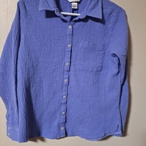 Christopher & Banks Textured Blue Shirt